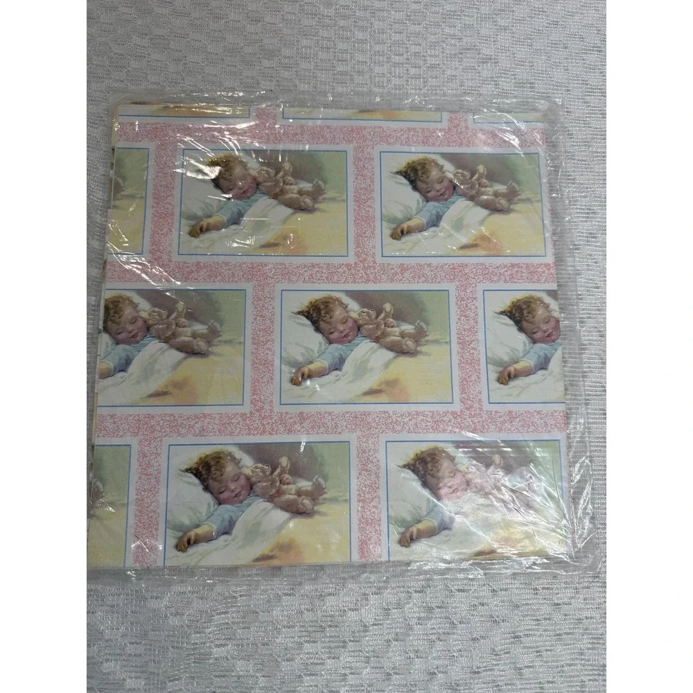 Vintage Wrapping Paper Lot - retro Baby, Small Child, Baby Shower